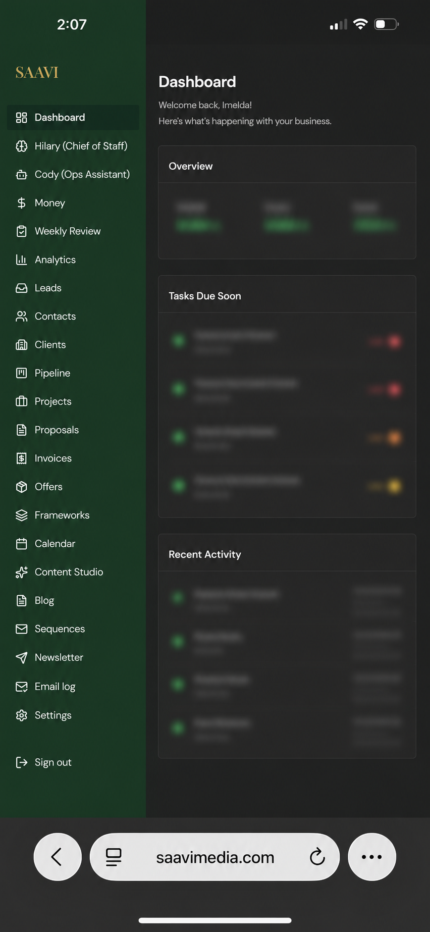SAAVI Command Center — Dashboard